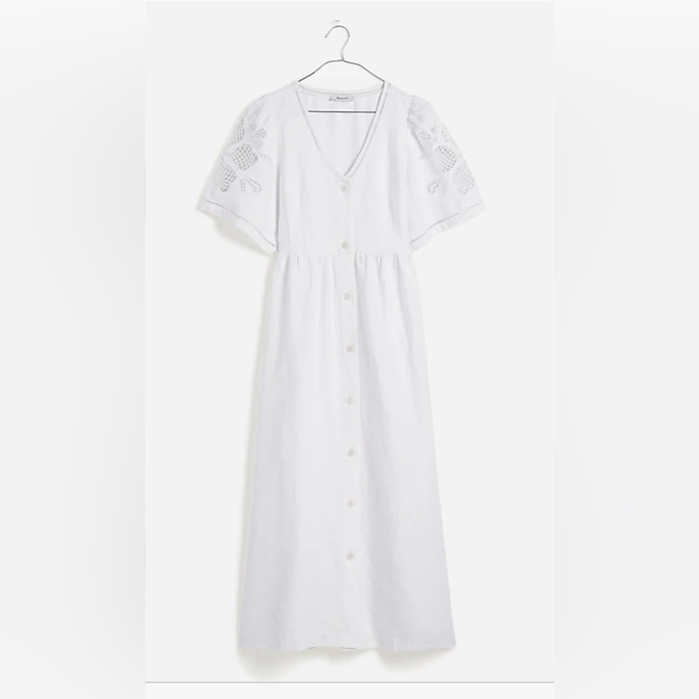 Cassie Button-Front Midi Dress in Linen